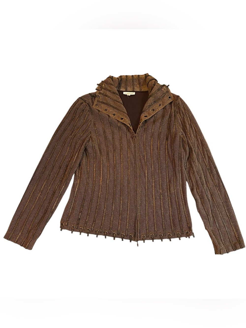Alexandra Rosati Brown Mesh-Trim Jacket (Size 8) - Picture 2 of 9